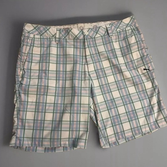 Puma men’s golf shorts plaid sz  40 - Picture 1 of 6